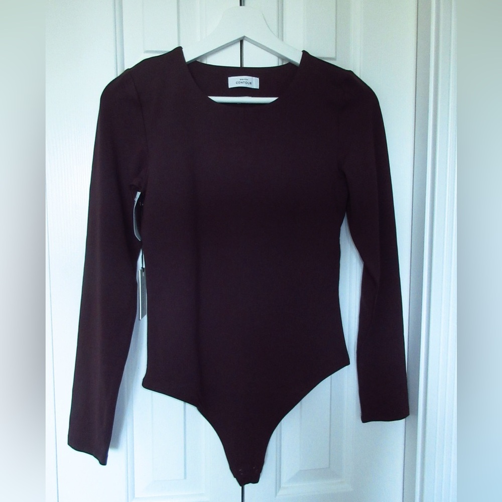 BNWT Babaton Contour Crew Longsleeve Bodysuit Deep Current Red